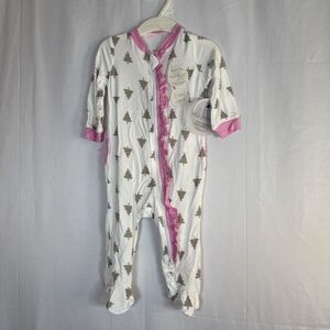 Milkberry 0-3 Month Baby Sleeper Christmas Trees With Pink Ruffle NWT